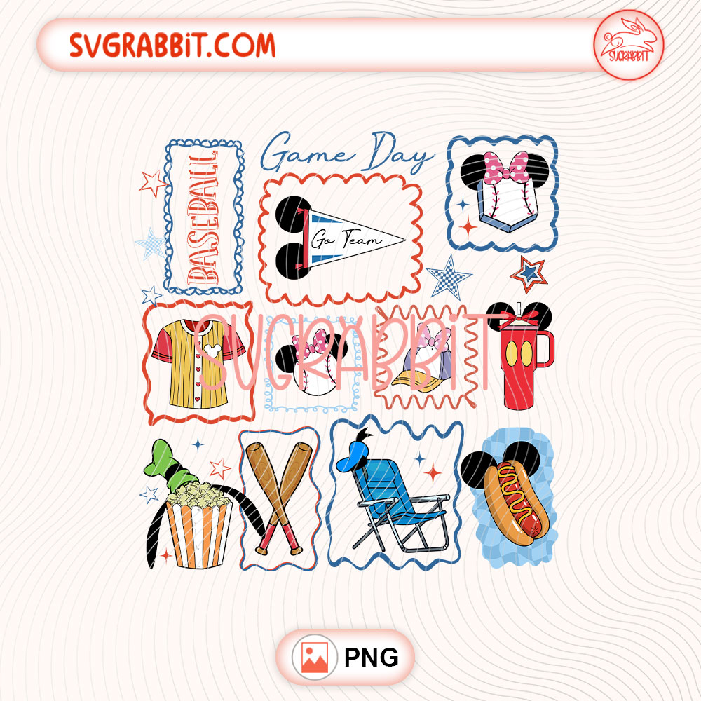 Baseball Game day Disney Mickey Doodle PNG Baseball PNG 300 DPI transparent background for shirts mugs tumblers stickers decals baseball gifts and DIY crafts