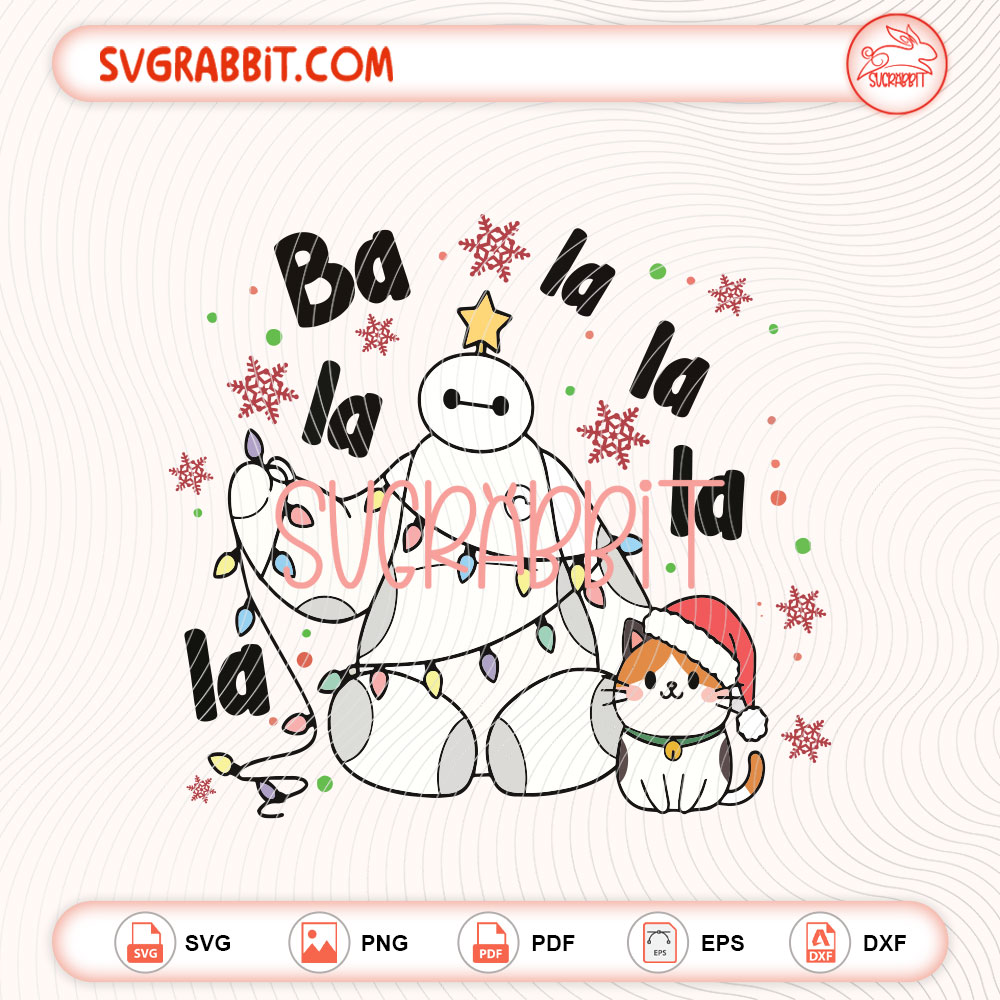 Baymax Christmas SVG Cute Baymax and Cat Christmas SVG 300 DPI bundle with SVG PNG EPS DXF PDF files for shirts mugs tumblers stickers decals Cricut Silhouette and DIY Christmas crafts