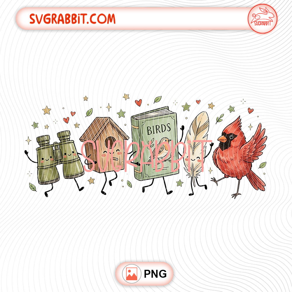 Bird Watching Doodle Crew PNG Cute Birdwatcher Character PNG 300 DPI nature design for shirts mugs tumblers stickers bird lover gifts and outdoor crafts