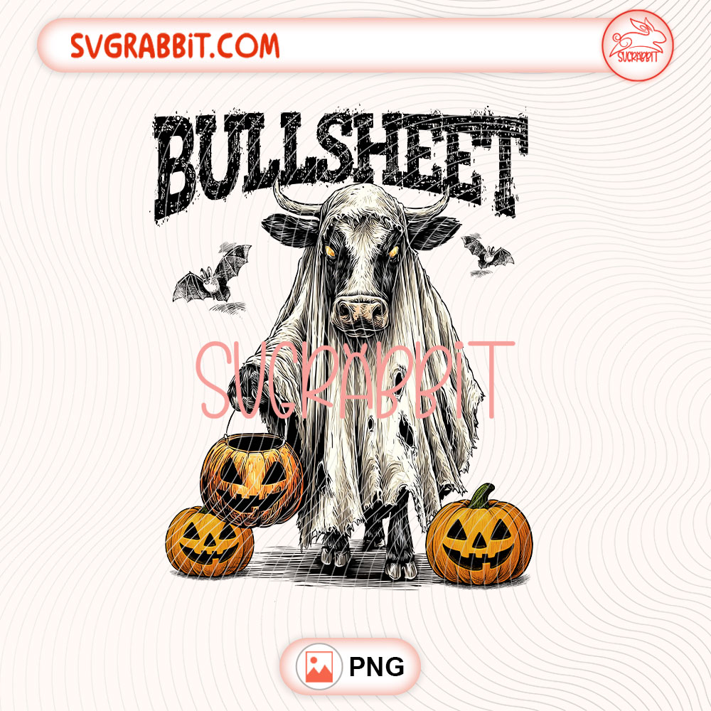 Bullsheet Halloween PNG Funny Vintage Bull Halloween PNG 300 DPI transparent background for shirts mugs tumblers stickers decals Halloween outfits and funny crafts
