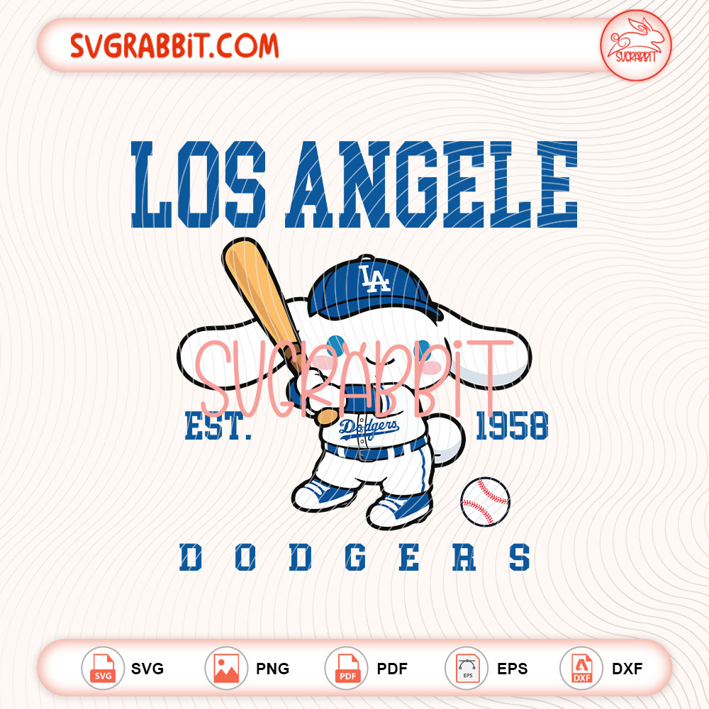 Cinnamoroll Los Angeles Dodgers EST 1958 SVG LA Dodgers SVG digital download for shirts mugs tumblers stickers decals baseball gifts Cricut and Silhouette crafts
