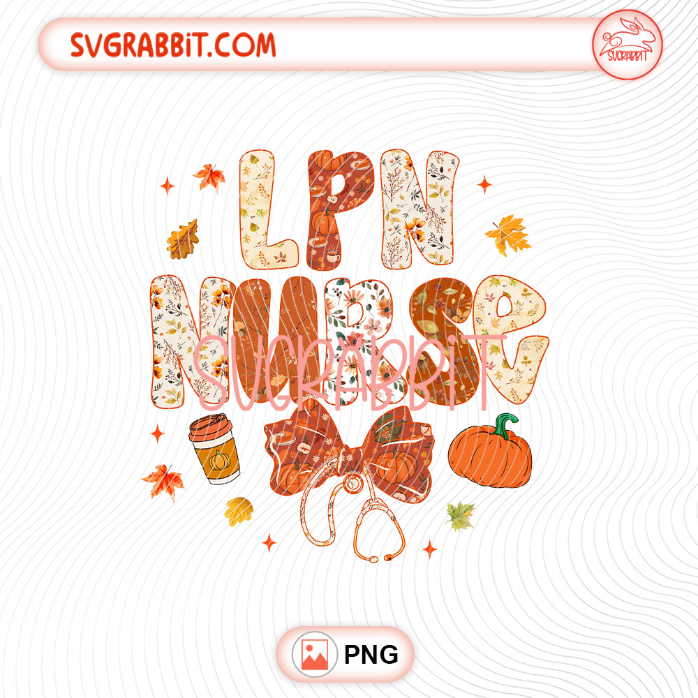 Coquette Bow LPN Nurse Fall Thanksgiving PNG 300 DPI cute lace style nurse design for shirts mugs tumblers stickers LPN nurse gifts and Thanksgiving gifts