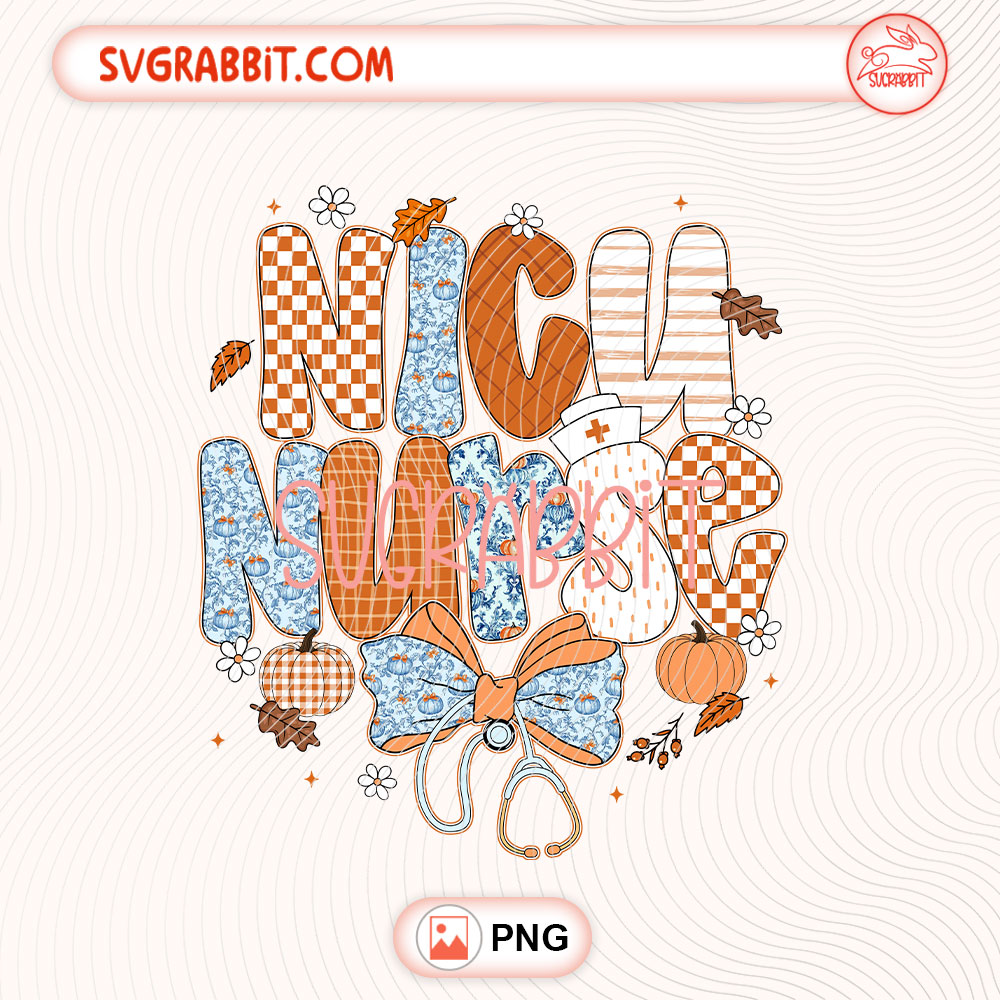 Coquette Bow NICU Nurse Fall Thanksgiving Floral PNG 300 DPI transparent background for shirts mugs tumblers stickers decals NICU nurse gifts and autumn crafts