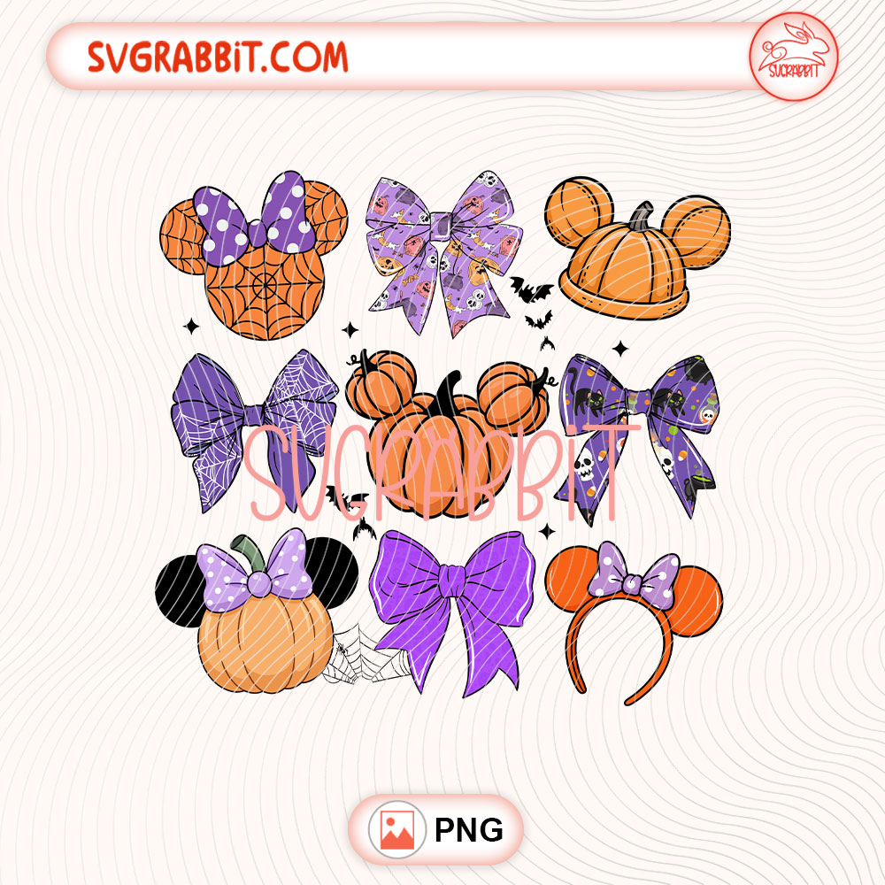 Coquette Bow Nightmare On Main Street Disney Halloween PNG 300 DPI transparent background for shirts mugs tumblers stickers decals Halloween crafts and spooky cute gifts