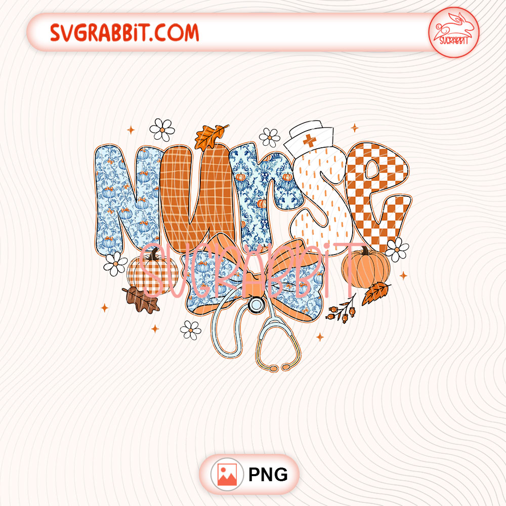 Coquette Bow Nurse Fall Thanksgiving PNG Fall Nurse PNG 300 DPI transparent background for shirts mugs tumblers stickers decals nurse gifts and autumn crafts