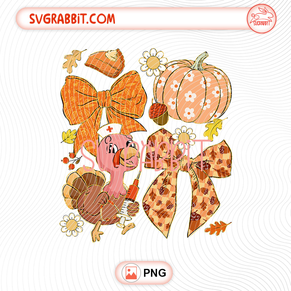 Cute Coquette Bow Pumpkin Teacher Turkey Thanksgiving PNG 300 DPI cute teacher design for shirts mugs tumblers stickers teacher gifts and Thanksgiving gifts