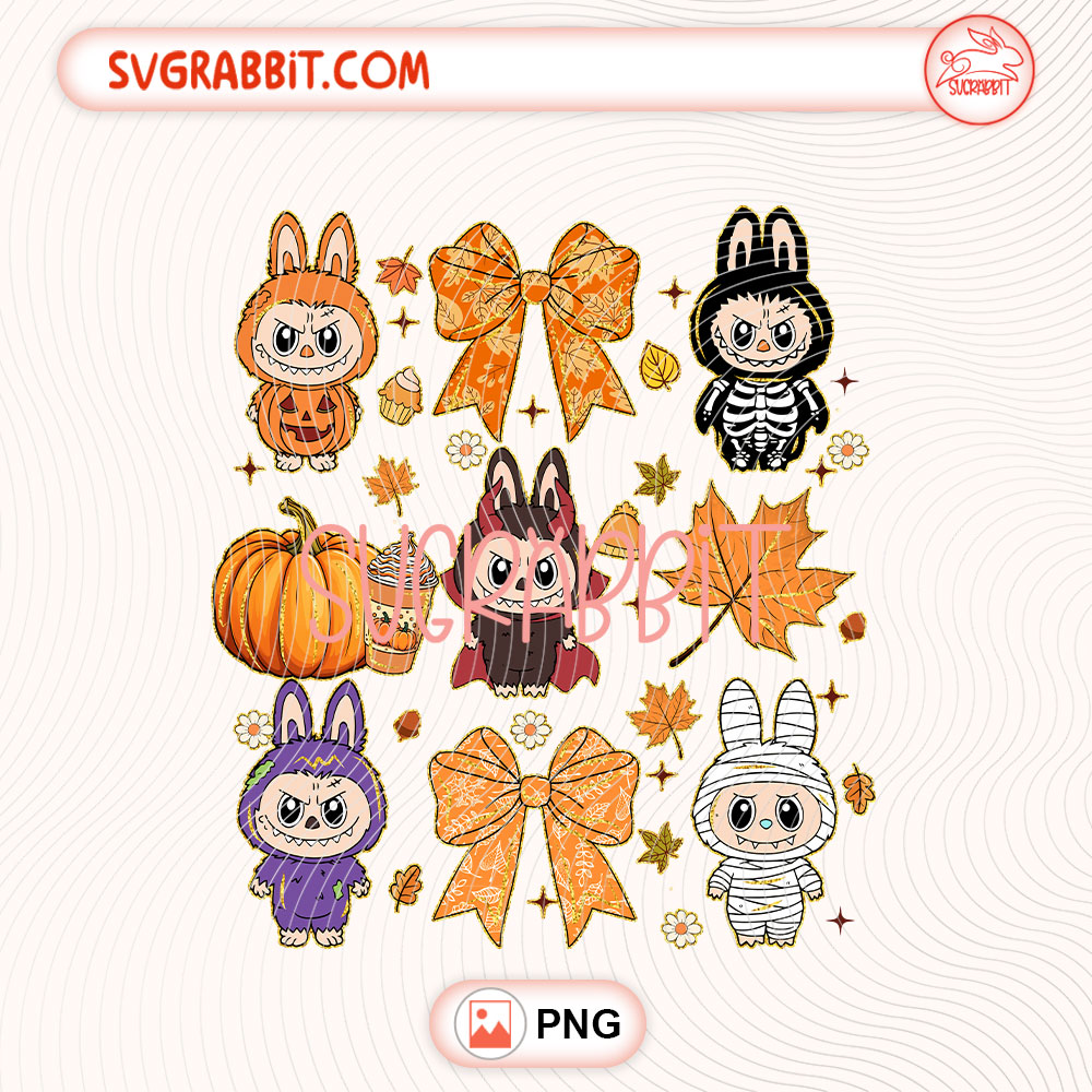 Coquette Bow Spooky Doll Monster Characters PNG 300 DPI transparent background for shirts mugs tumblers stickers decals Halloween crafts and horror fan gifts