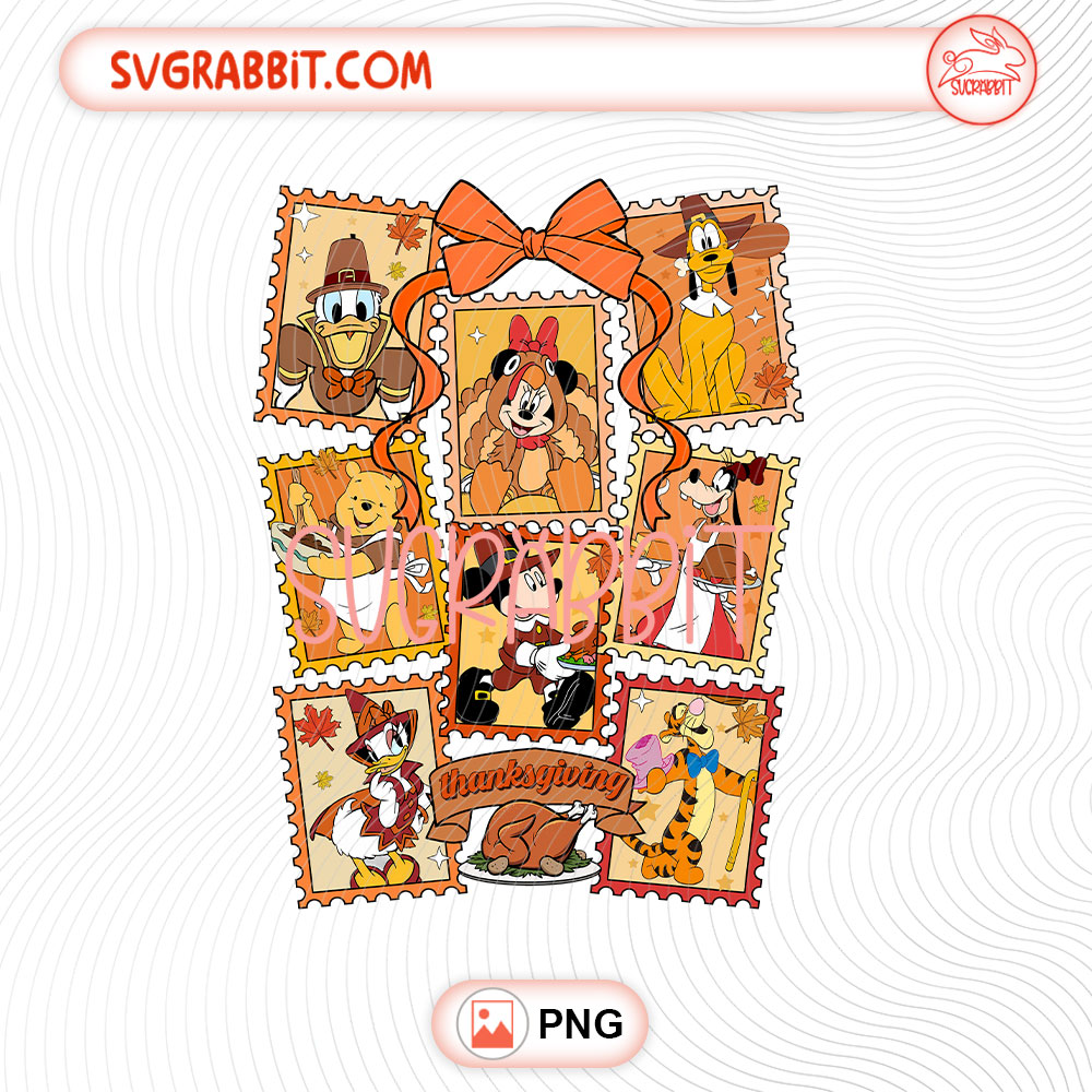 Coquette Bow Mickey Disney Stamp Fall Thanksgiving PNG