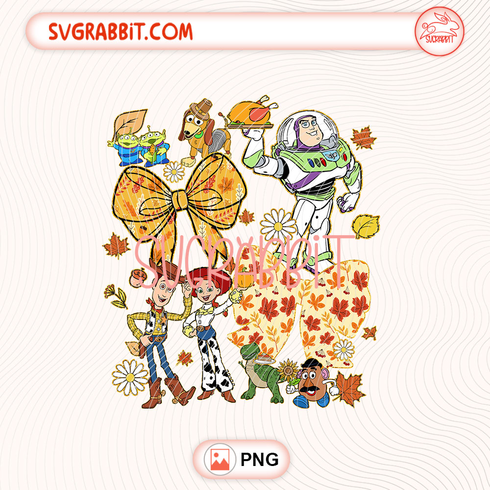 Coquette Bow Toy Story Fall Thanksgiving PNG Funny Fall PNG 300 DPI transparent background for shirts mugs tumblers stickers decals Thanksgiving gifts and DIY crafts