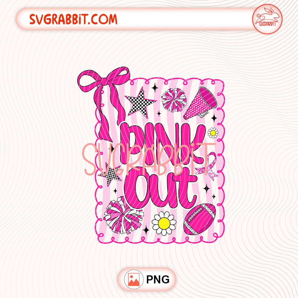 Coquette Football Pink Out Breast Cancer Awareness Preppy PNG 300 DPI transparent background for shirts mugs tumblers stickers decals survivor gifts and awareness crafts