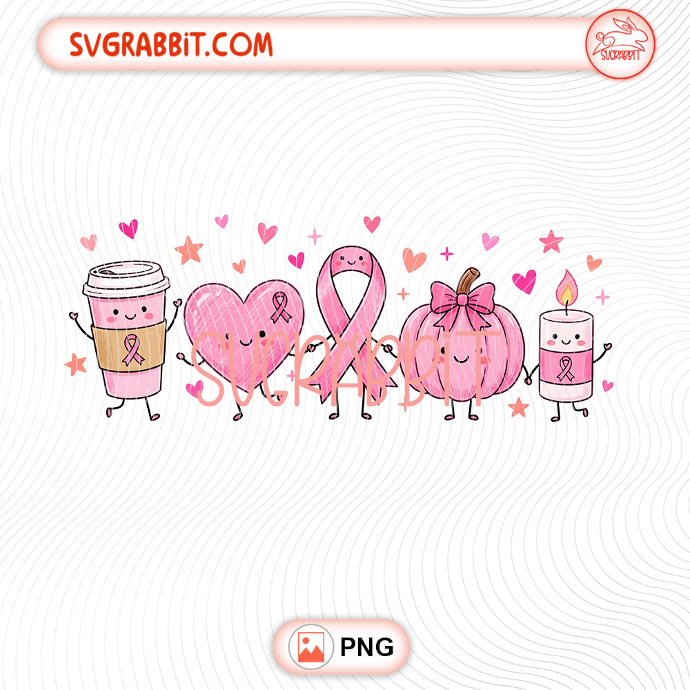 Cute Breast Cancer Awareness Doodle PNG Breast Cancer PNG 300 DPI awareness design for shirts mugs tumblers stickers support gifts and fundraiser products