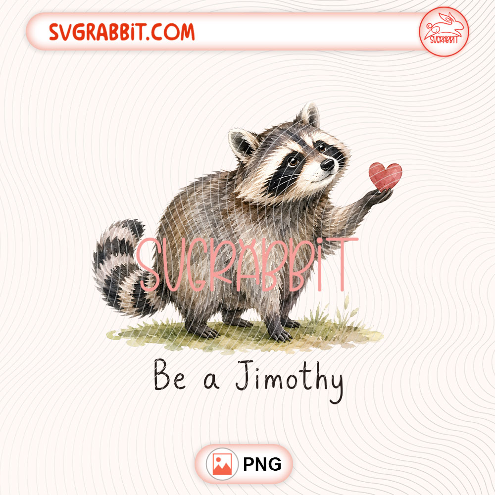 Cute Watercolor Jimothy Raccoon Heart PNG Animal Lover PNG 300 DPI transparent background for shirts mugs tumblers stickers decals raccoon lover gifts and cute animal crafts