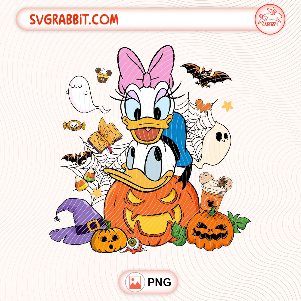 Daisy Donald Disney Halloween PNG Halloween Family PNG 300 DPI transparent background for shirts mugs tumblers stickers decals Halloween gifts and family matching crafts