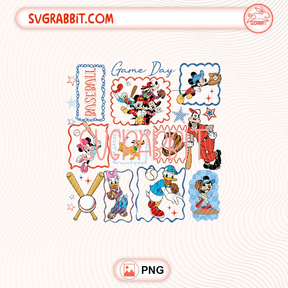 Disney Mickey Game Day Baseball PNG Retro Baseball PNG