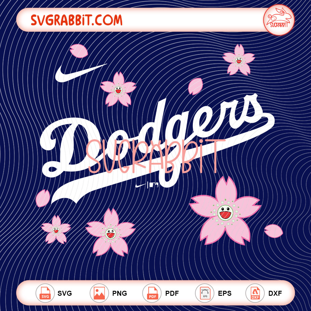 Dodgers Cherry Blossom Murakami Logo SVG LA Dodgers MLB SVG for baseball shirts mugs tumblers stickers decals Cricut projects Silhouette crafts and DIY gifts