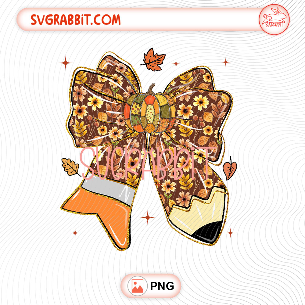 Fall Teacher Coquette Bow Thanksgiving PNG design for shirts mugs tumblers stickers and teacher gifts