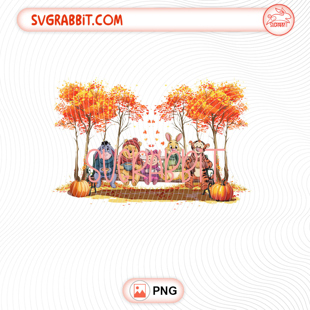 Fall Thanksgiving Winnie The Pooh PNG Funny Thanksgiving PNG 300 DPI transparent background for shirts mugs tumblers stickers Thanksgiving gifts and DIY crafts