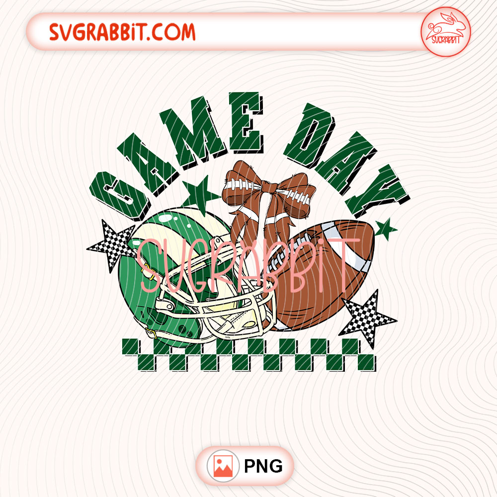 Football Game Day Green PNG Touchdown Season Football PNG 300 DPI transparent background for shirts mugs tumblers stickers decals football gifts and sports crafts