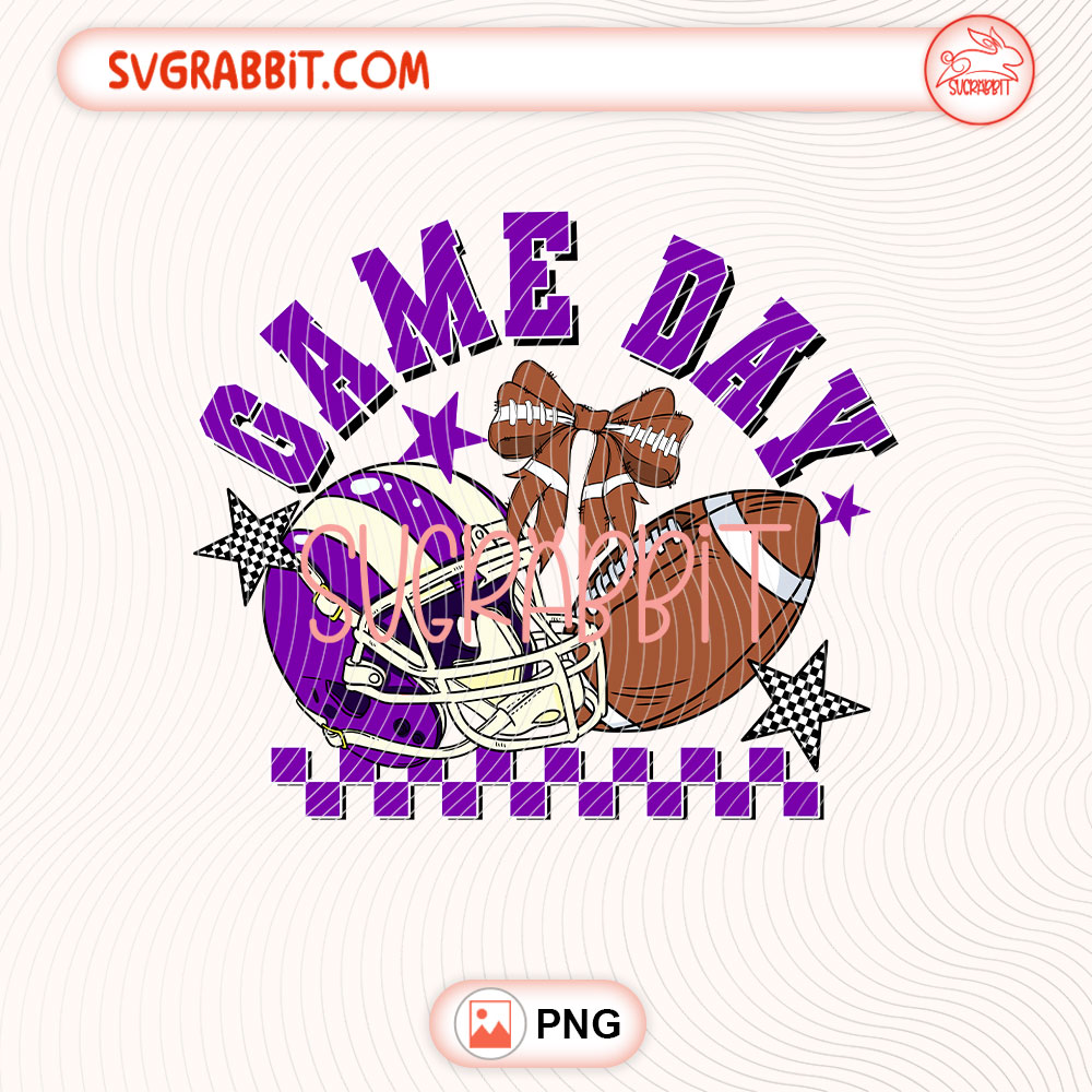 Football Game Day Purple PNG Touchdown Season Football PNG 300 DPI transparent background for shirts mugs tumblers stickers decals football gifts and sports crafts