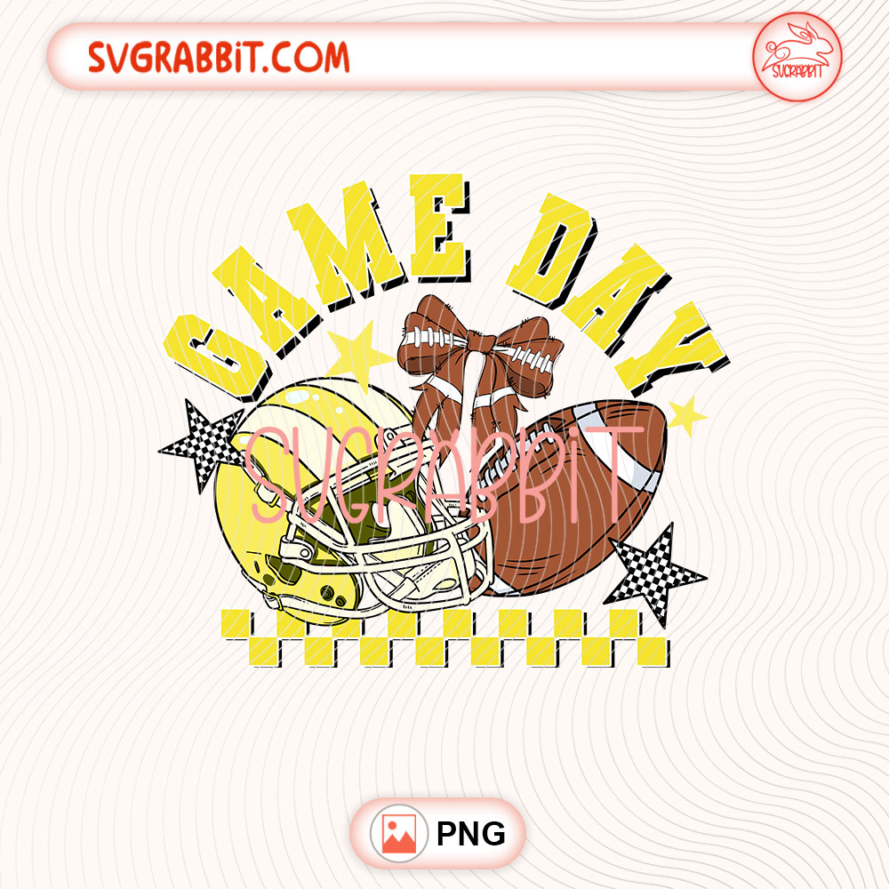 Football Game Day Yellow PNG Touchdown Season Football PNG 300 DPI transparent background for shirts mugs tumblers stickers decals football gifts and sports crafts