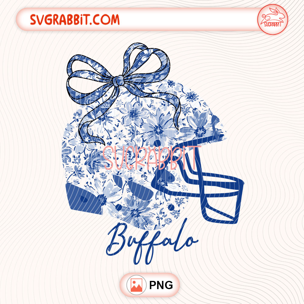 Gameday Floral Football Helmet Buffalo Team PNG 300 DPI transparent background for shirts mugs tumblers stickers decals football mom gifts and game day crafts