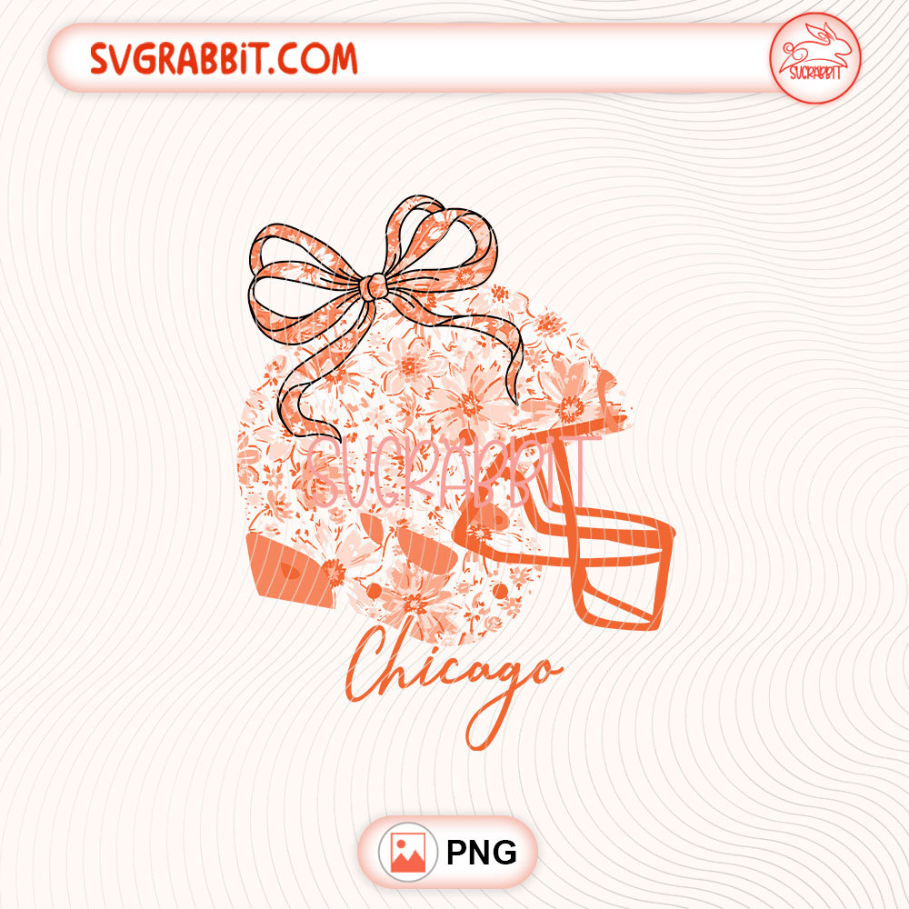 Gameday Floral Football Helmet Chicago Team PNG Football PNG 300 DPI transparent background for shirts mugs tumblers stickers decals football mom gifts and game day crafts