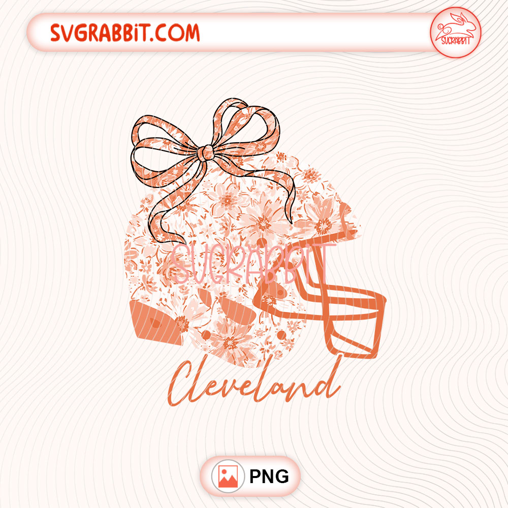 Gameday Floral Football Helmet Cleveland Team PNG