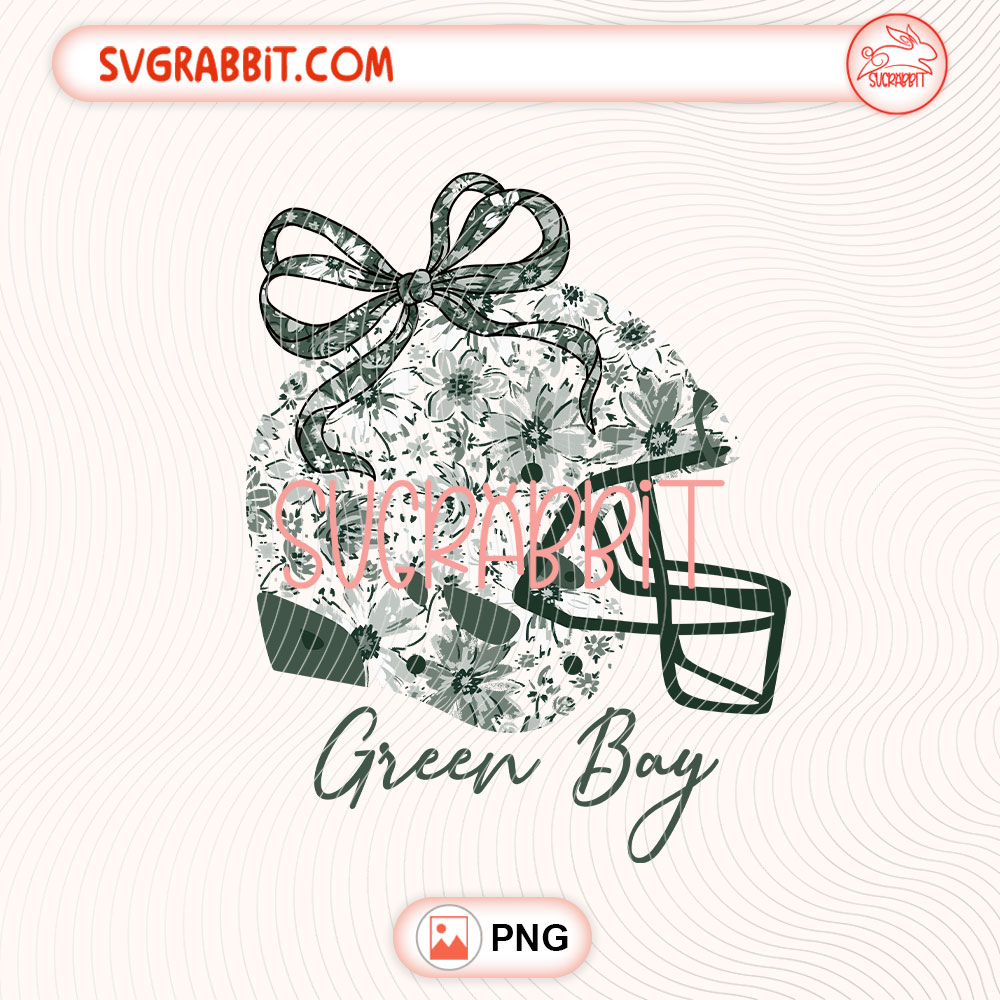 Gameday Floral Football Helmet Green Bay Team PNG 300 DPI transparent background for shirts mugs tumblers stickers decals football mom gifts and game day crafts