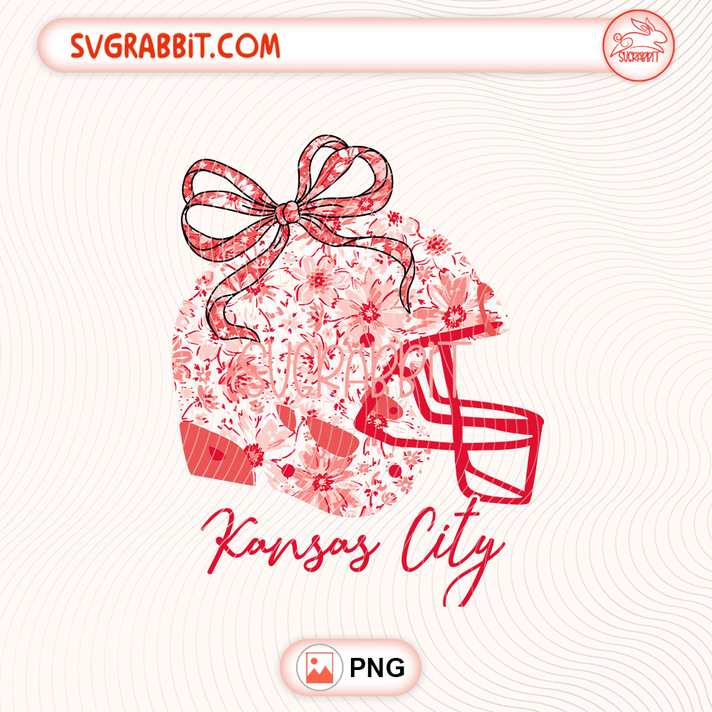 Gameday Floral Football Helmet Kansas City Team PNG 300 DPI transparent background for shirts mugs tumblers stickers decals football mom gifts and game day crafts