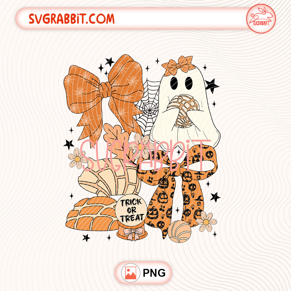 Ghost Coquette Spanish Halloween PNG Ghost Pumpkin PNG 300 DPI transparent background for shirts mugs tumblers stickers decals Spanish Halloween gifts and spooky crafts