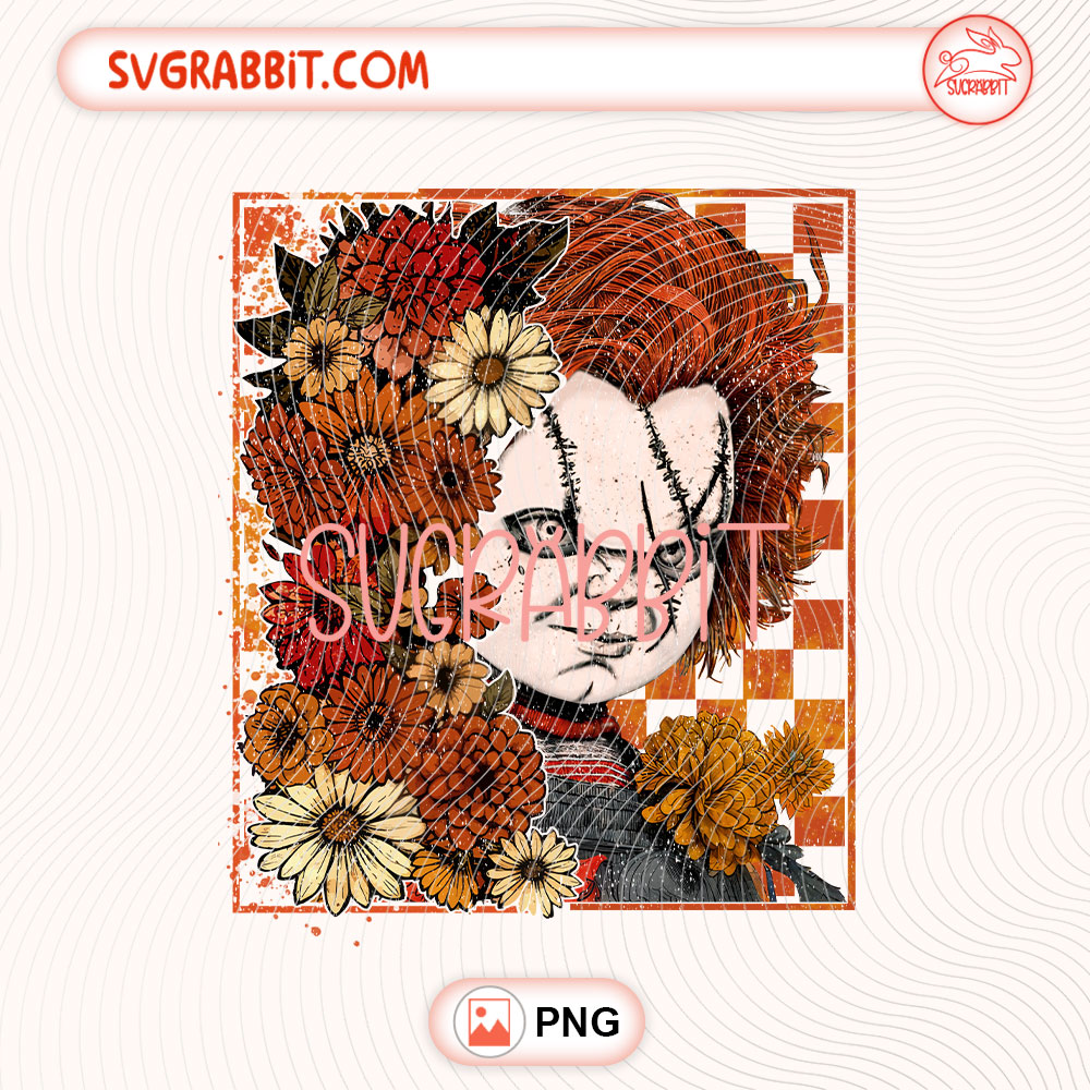 Halloween Boho Horror Movie Chucky PNG Chucky Halloween PNG 300 DPI transparent background for shirts mugs tumblers stickers decals Halloween outfits and spooky crafts