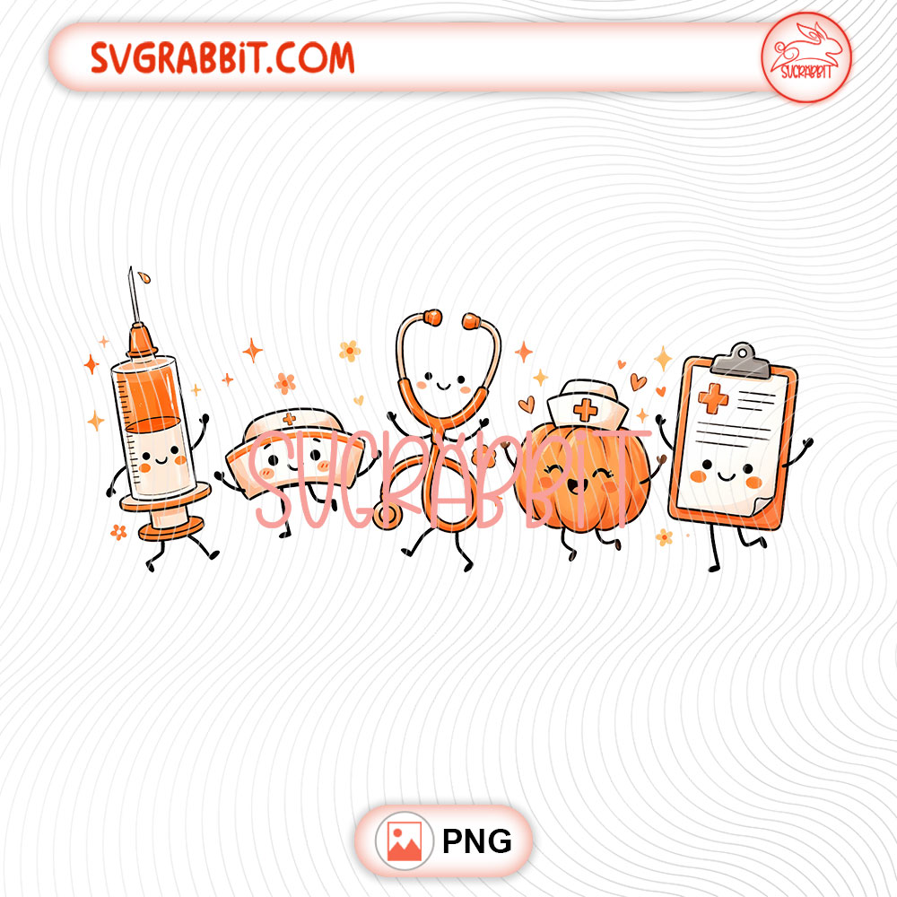 Happy Fall Nurse Doodles PNG Cute Fall Nurse PNG Nurse PNG 300 DPI cute nurse design for shirts mugs tumblers stickers nurse gifts and fall crafts