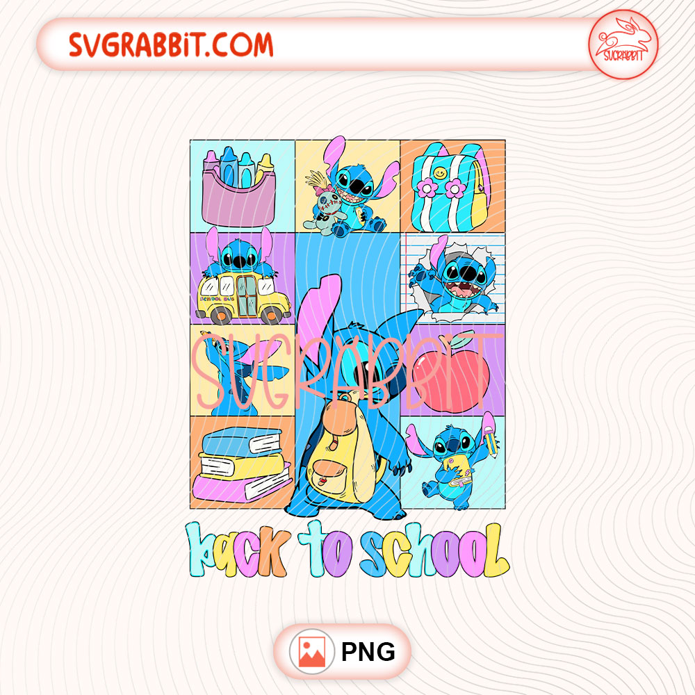 Happy First Day Of School Cartoon Stitch PNG KID School PNG