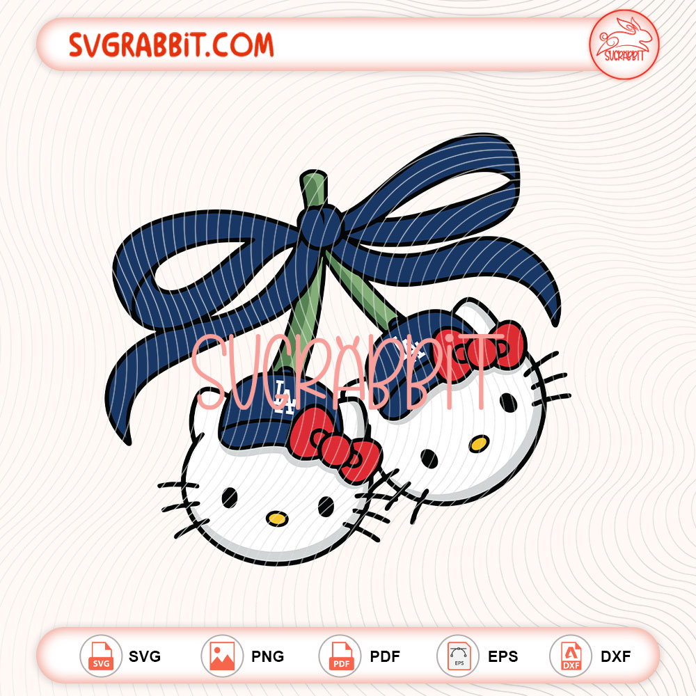 Hello Kitty Cherries LA Dodgers SVG Los Angeles Dodgers SVG digital download for shirts mugs tumblers stickers decals baseball gifts Cricut and Silhouette crafts