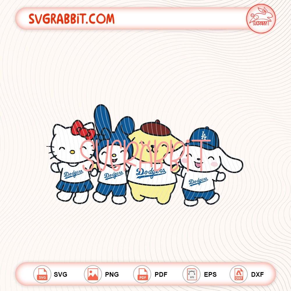 Hello Kitty Kuromi My Melody Dodgers SVG LA Dodgers SVG digital download for shirts mugs tumblers stickers decals baseball gifts Cricut and Silhouette crafts