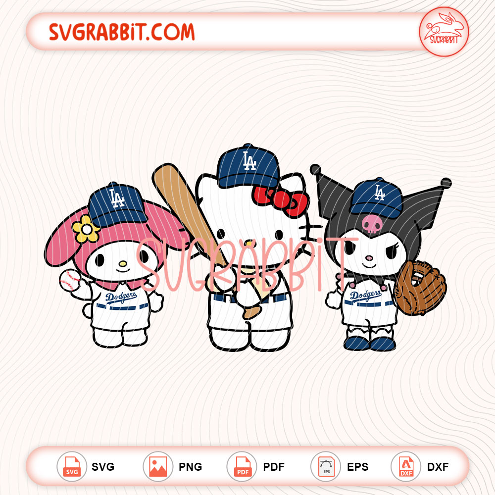 Hello Kitty and Friends Los Angeles Dodgers SVG Dodgers SVG digital download for shirts mugs tumblers stickers decals baseball gifts Cricut and Silhouette crafts