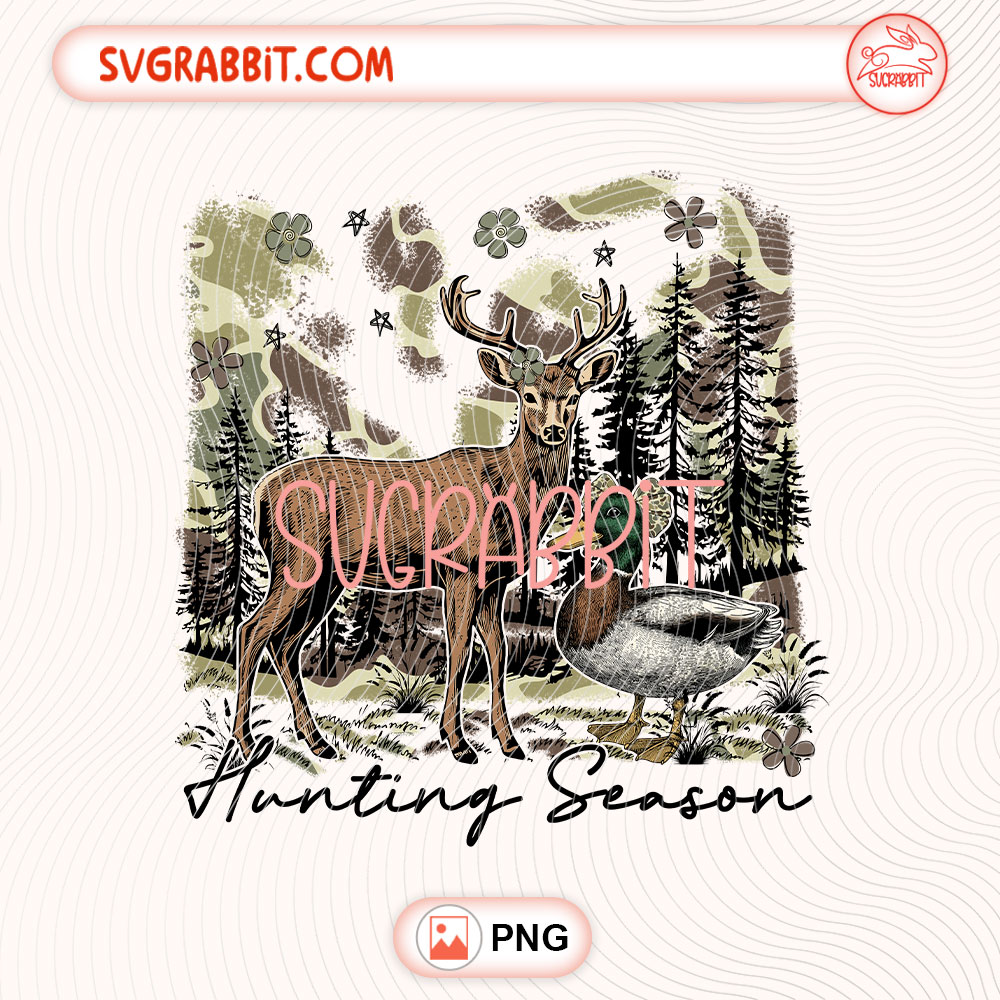 Hunting Season Deer Duck Camo PNG Hunting Season PNG 300 DPI transparent background for shirts mugs tumblers stickers decals hunting gifts and outdoor crafts