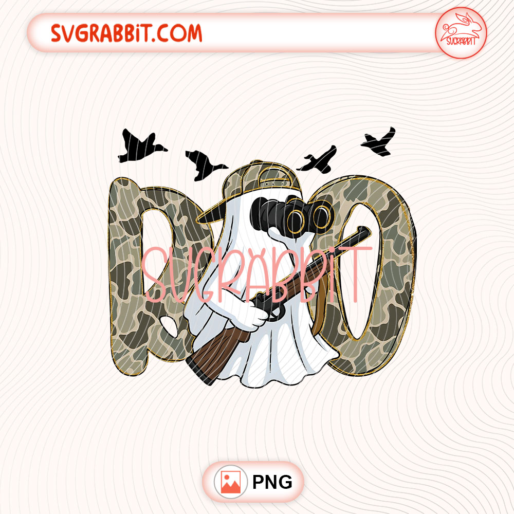 Hunting Season Ghost Boo PNG Camo Ghost Boo PNG 300 DPI transparent background for shirts mugs tumblers stickers decals Halloween crafts and hunter gifts