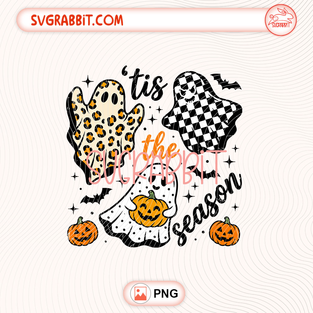 Leopard Ghost Tis The Season PNG Tis the Season Ghosts PNG 300 DPI transparent background for shirts mugs tumblers stickers decals Halloween crafts and ghost lover gifts