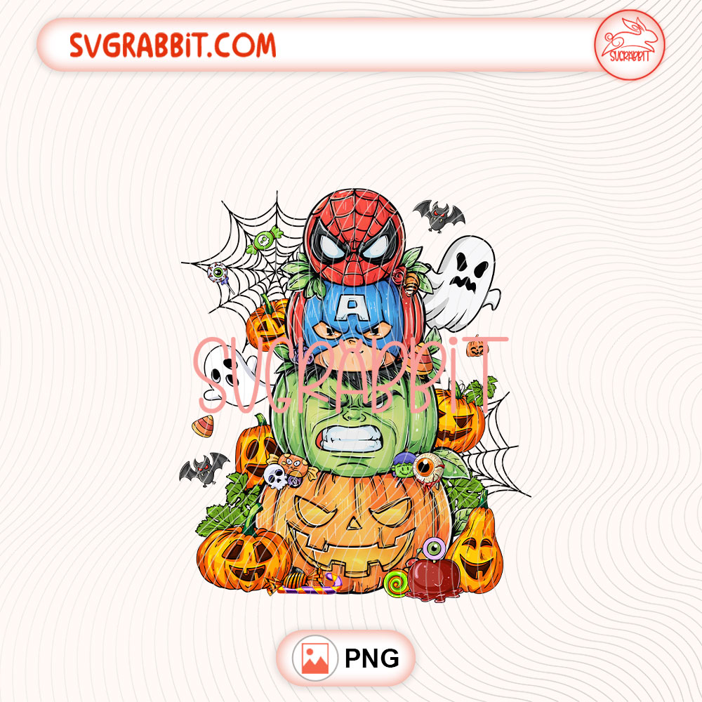 Marvel Pumpkin Halloween PNG Avengers Halloween PNG 300 DPI transparent background for shirts mugs tumblers stickers decals Halloween outfits and superhero crafts