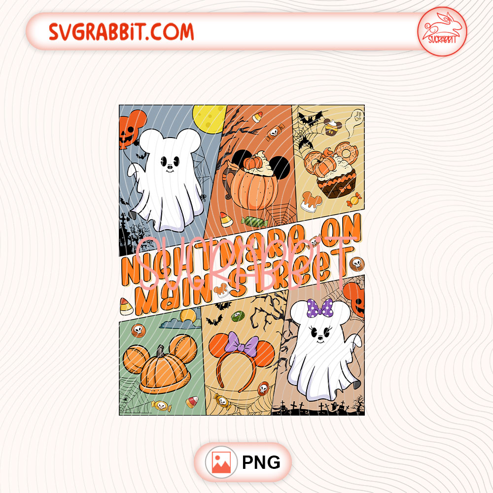 Nightmare On Main Street Mickey And Minnie Halloween PNG 300 DPI transparent background for shirts mugs tumblers stickers decals Halloween crafts and spooky cute gifts