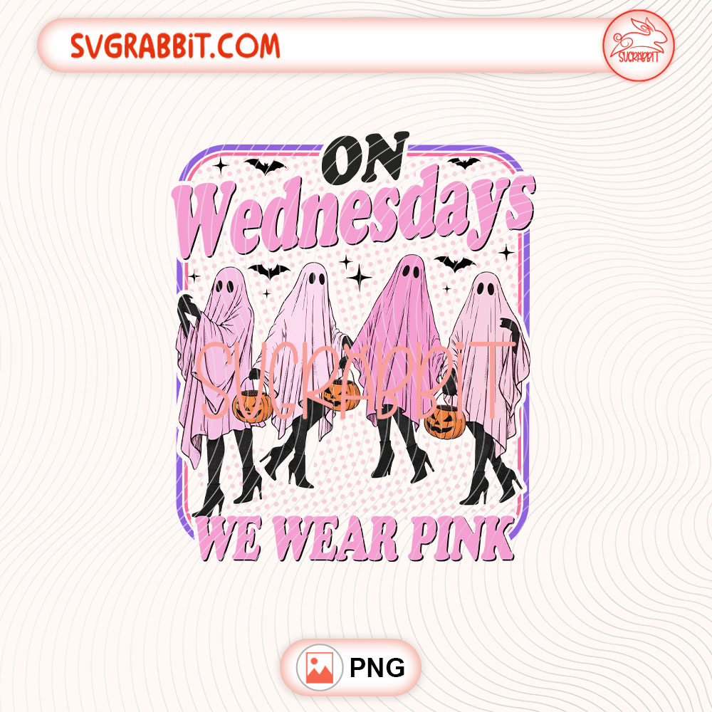 On Wednesday We Wear Pink Breast Cancer PNG 300 DPI transparent background for shirts mugs tumblers stickers decals awareness gifts pink out outfits and support crafts