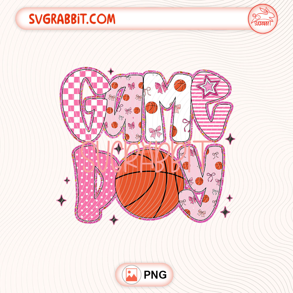 Pink Game Day Basketball PNG Pink Basketball PNG 300 DPI transparent background for shirts mugs tumblers stickers decals basketball gifts and sports crafts