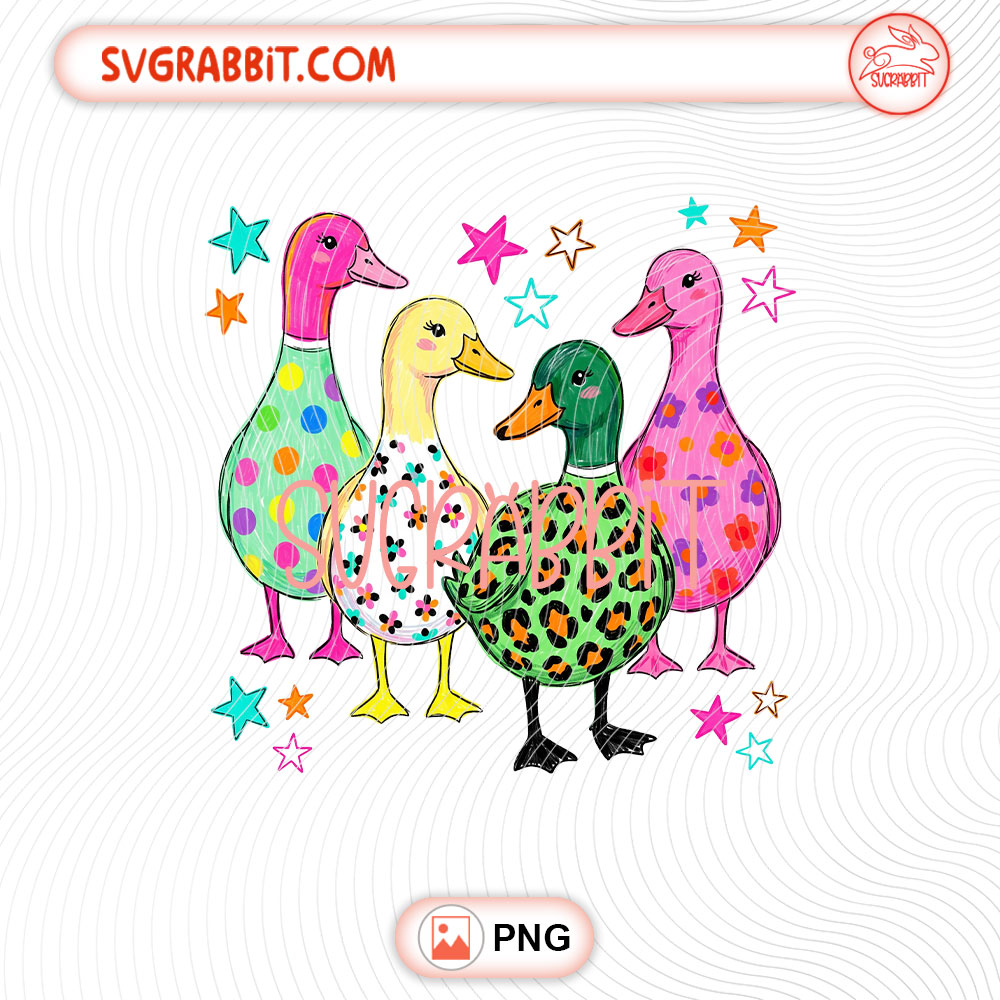 Preppy Colorful Duck PNG Preppy Leopard Silly Goose Club PNG 300 DPI cute animal design for shirts mugs tumblers stickers funny gifts and DIY crafts