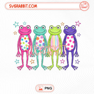 Retro Colorful Frogs T-shirt Design PNG froggy shirt design for shirts mugs tumblers stickers and gifts