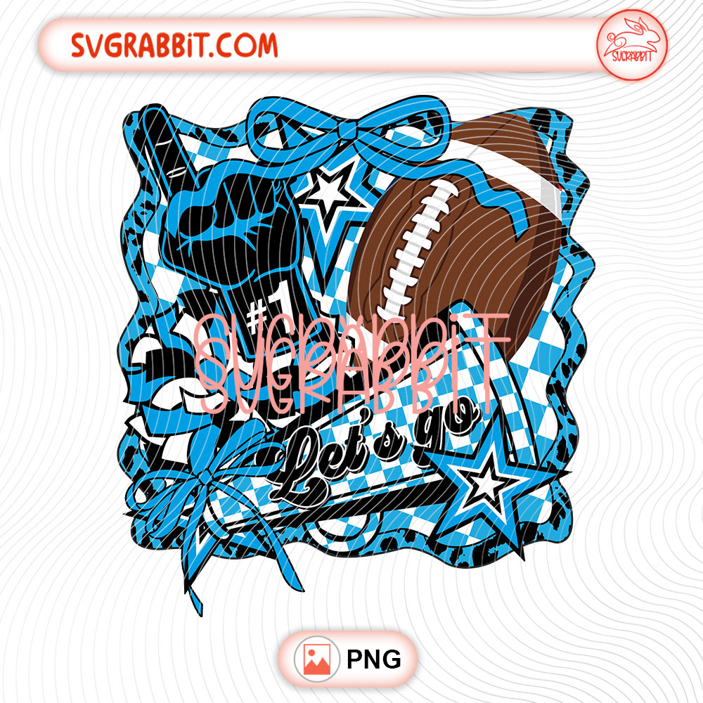 Retro Football Game Day Team Blue PNG Let's Go Football PNG 300 DPI blue football design for shirts mugs tumblers stickers team spirit gifts and game day crafts