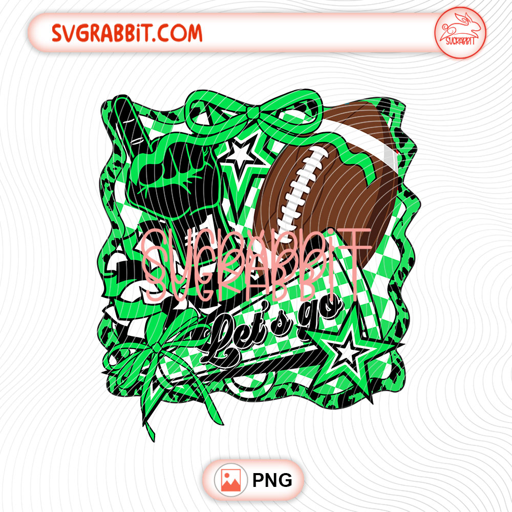 Retro Football Game Day Team Green PNG Let's Go Football PNG 300 DPI green football design for shirts mugs tumblers stickers team spirit gifts and game day crafts