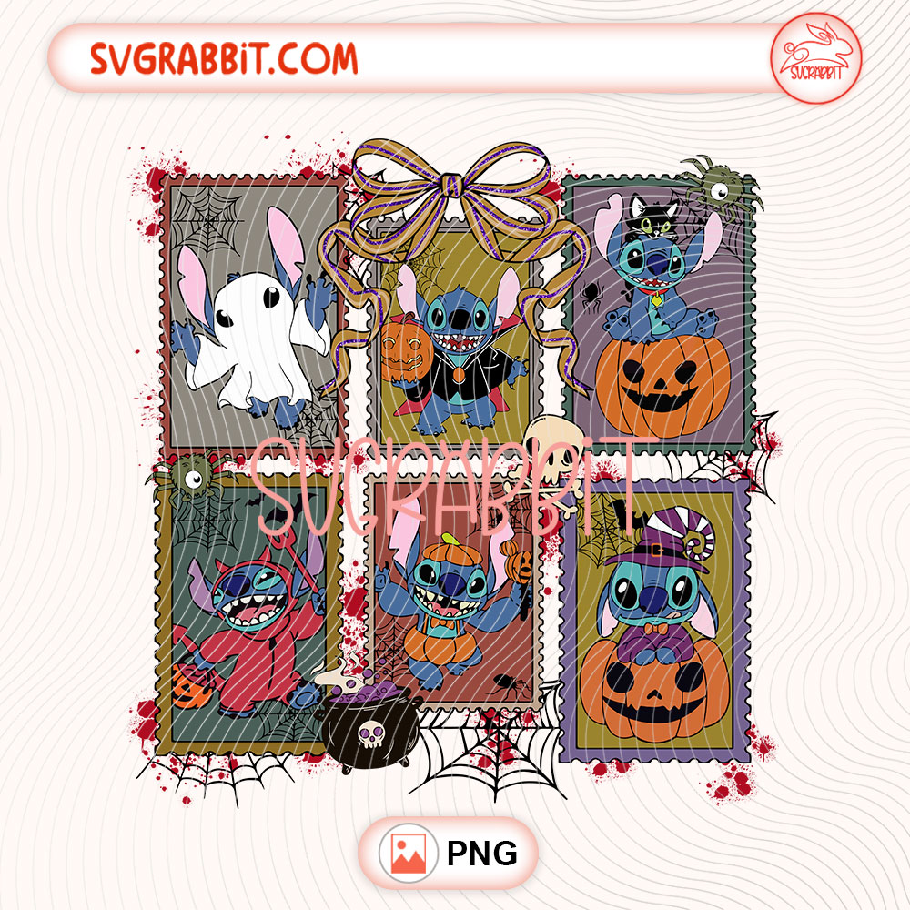 Retro Halloween Stitch Disney PNG Stitch Halloween PNG 300 DPI transparent background for shirts mugs tumblers stickers decals Halloween crafts and retro spooky gifts