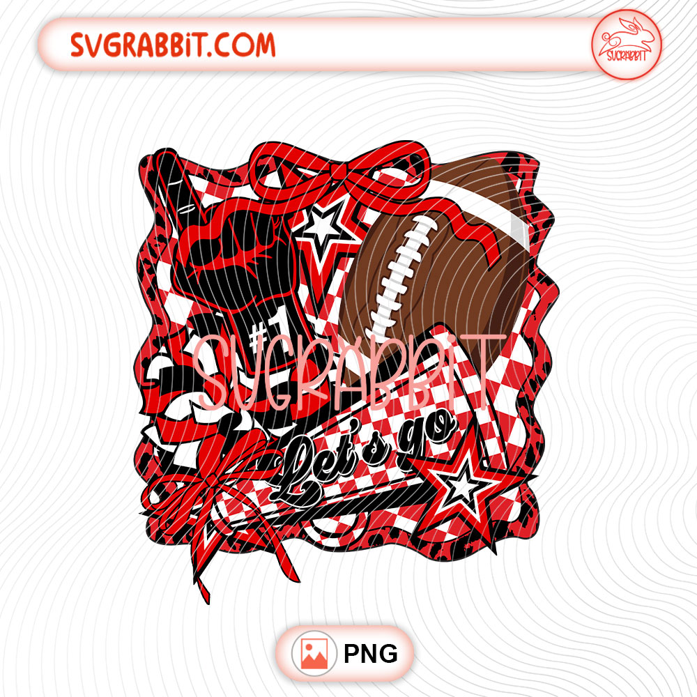 Retro Let's Go Football Game Day Team Red PNG Football PNG 300 DPI red football design for shirts mugs tumblers stickers team spirit gifts and game day crafts