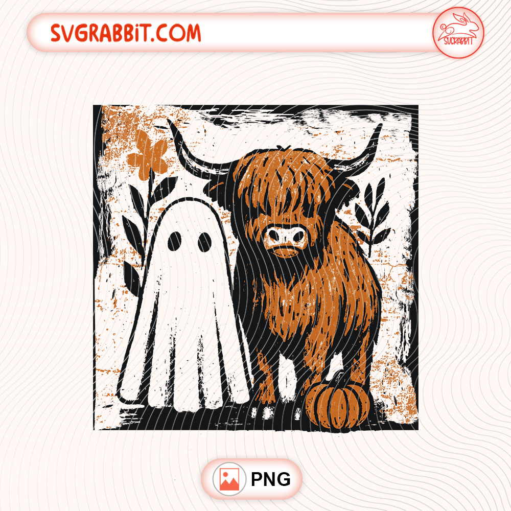 Retro Vintage Spooky And Cow Halloween Fall PNG Spooky PNG 300 DPI transparent background for shirts mugs tumblers stickers decals cow lover gifts and Halloween crafts